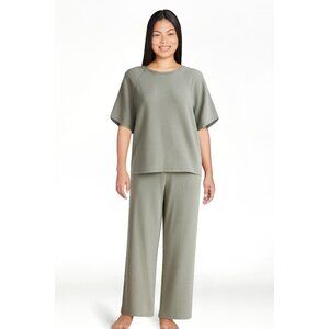 Joyspun Womens French Terry Short Sleeve Pajama Set 2-Pc Size SMALL SAGE GREEN